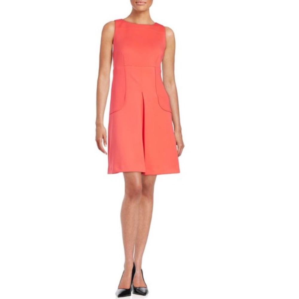 Coral Pleated Front Sheath Dress ✨